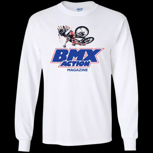 

bmx action, magazine, ramp, jump, tyle, racing, bike, haro, hutch, skyway,, White;black