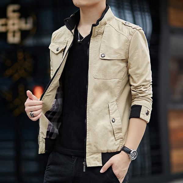 

men's jackets 2021 men fall the trend of cultivate one's morality cowboy tooling youth pure cotton jacket collar with casual, Black;brown