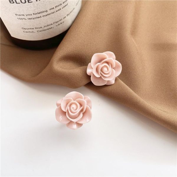 

sweet girl fresh rose love resin acrylic earrings stud, Golden;silver