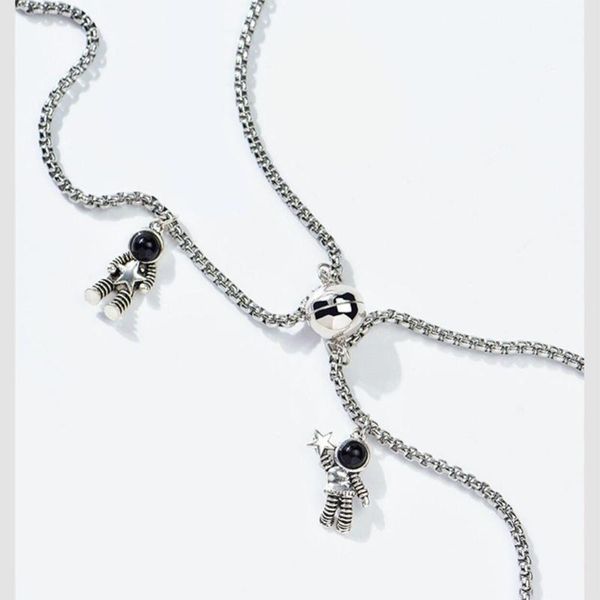 

pcs cute astronauts magnet attraction pendant couple necklace friendship jewelry creative cool chain necklaces c63f chains, Silver