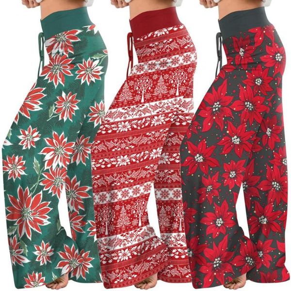 

women's pants & capris women christmas lounge 2021 high waist elastic polyester stretch comfy pajama for daily wearing, Black;white