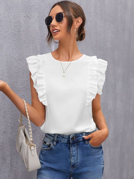 

keyhole back ruffle armhole u9ic#, White