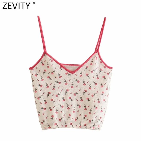 

women sweet floral jacquard knitted spaghetti strap chic camis tank ladies summer sling short slim sw720 210420, White
