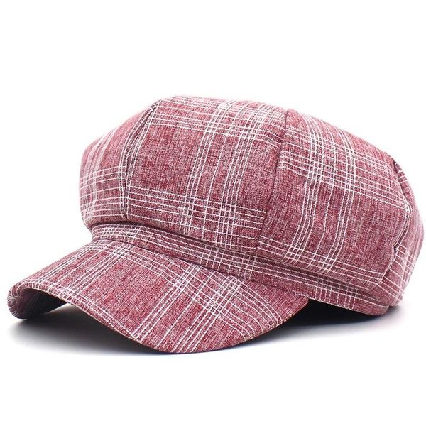 

berets retro art octagonal hat for women autumn winter casual plaid artist british style woolen woman hats, Blue;gray