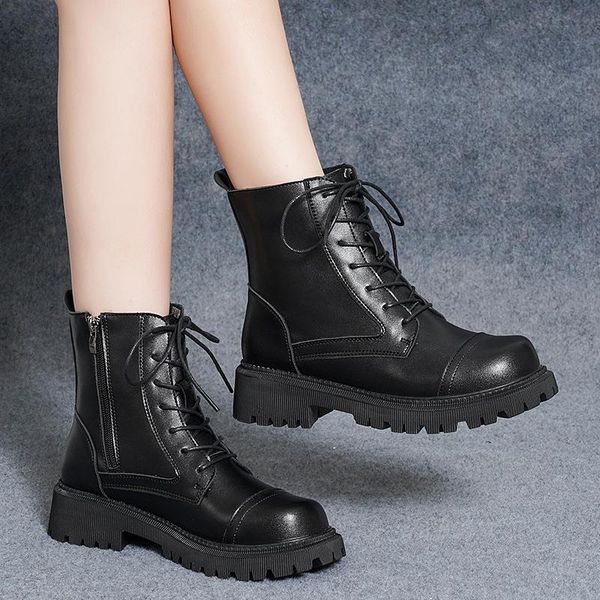 

boots women's rubber flat heel shoes zipper round toe luxury designer boots-women rain rock med fashion ankle 2021 black autumn