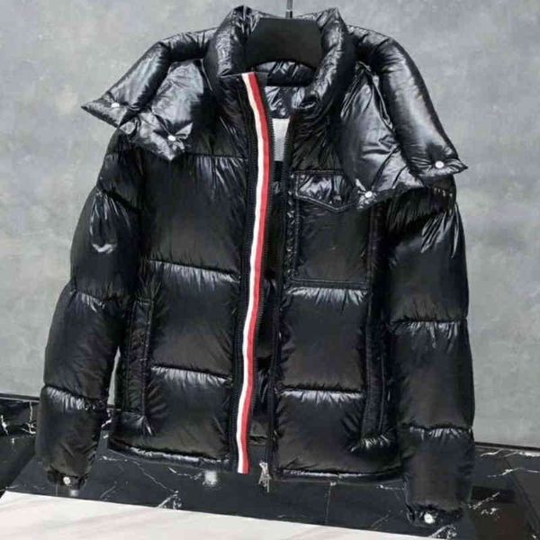 

new mens et womens winter parkas women down fashion coats men outdoor warm feather casual coat outwear stripe cloth puff ets, Black