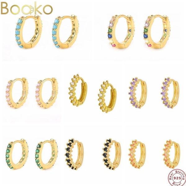 

hoop & huggie boako real 925 sterling silver earrings for women/men small ear bone aros tiny nose ring girl aretes hoops, Golden;silver