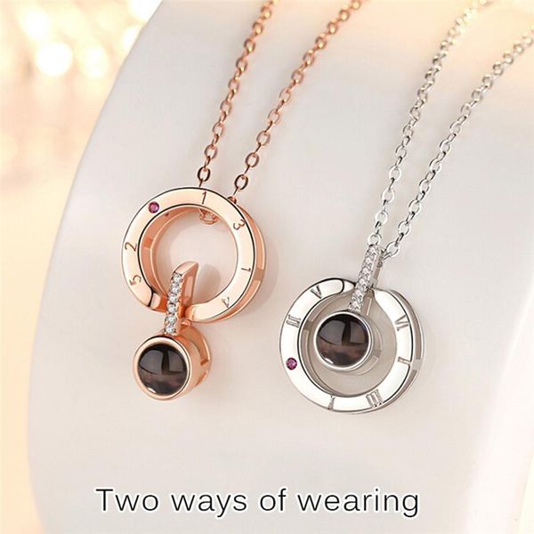 

love you projection pendant necklace romantic memory wedding necklaces, Silver