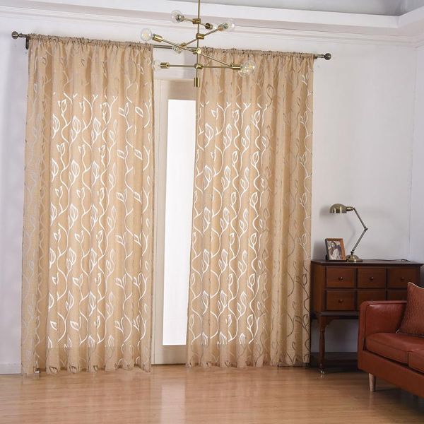 

curtain & drapes leaf hollowing and flower cutting window balcony pleated design stitching voile sheer drapeyarn curtains z0404#g20
