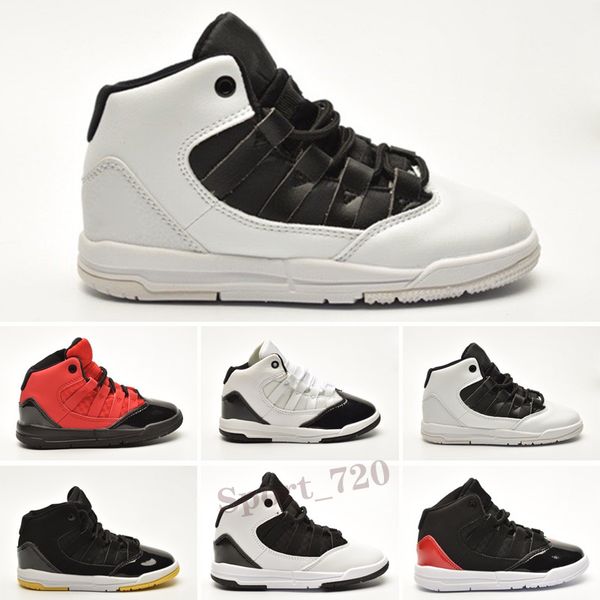 

11s concord 45 baby little big kids shoes toddler gym red bred legend blue xi 72-10 4s boys girls outdoor athletic sneakers, Black