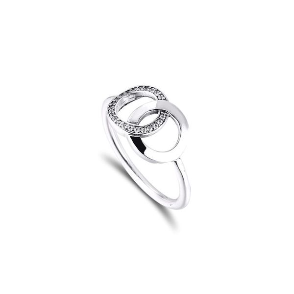 

cluster rings s925 original sterling silver for women signature circles ring with clear cz wedding party gift female jewelry anillos, Golden;silver