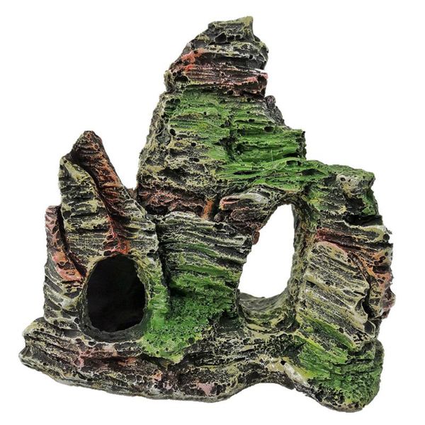 

rock cave resin landscaping simulation fish tank decorative ornament view tree bridge rockery aquarium mountain stone playing decorations