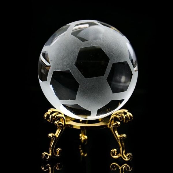 

laser engraved football crystal ball paperweight centerpiece 3d miniature model sphere glass globe ornament home decor gift decorative objec
