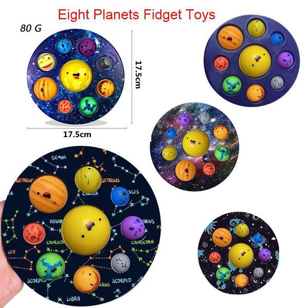 

eight planets fidget toys finger push it bubble press relief fingertip toy stress educational kids baby gift squeeze sensor