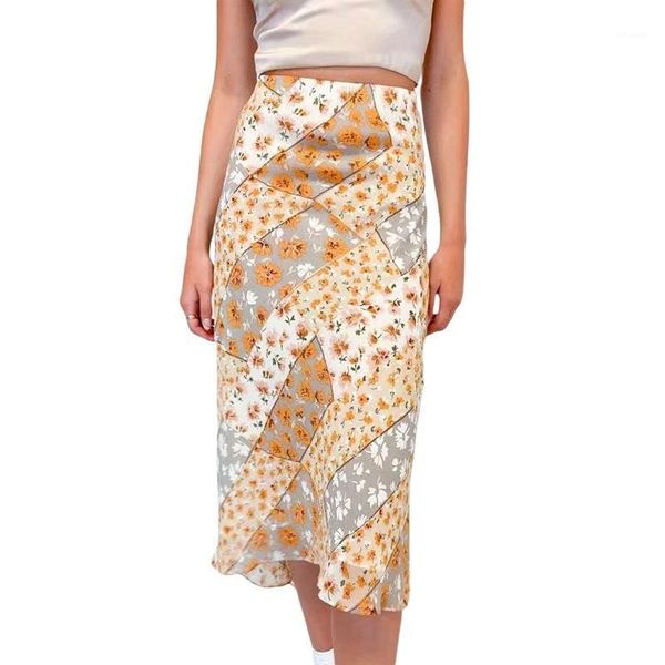 

skirts women chiffon print skirt summer beach casual style high waist mid-length elegant female party holiday clothing, Black