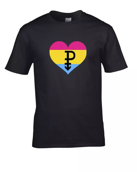 

pansexual love heart symbol sign icon graphic colourful men's t-shirt, White;black