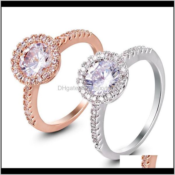 

band drop delivery 2021 lady rings jewel micro inlay zircon rose white gold jewelry fashion diamond ring tz1fd, Silver
