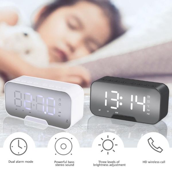 

bedding sets led mirror electronic clocks wireless speaker fm radio phone holder stand multifunctional digital alarm clock