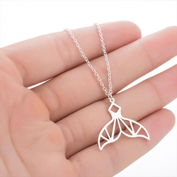 

pendant necklaces whale tail necklace for womens stainless steel chain pendants jewelry on the neck gifts woman accessories wholesale, Silver