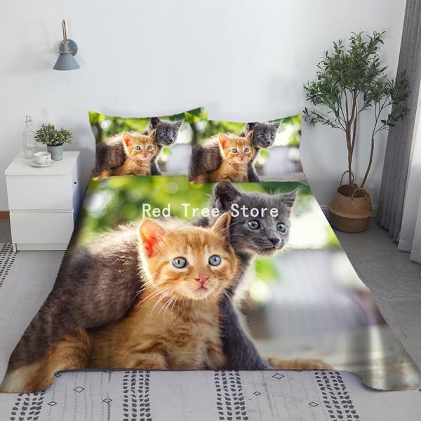 

sheets & sets bedding sheet 100% polyester bedsheet home textile baby cats pet printed flat with 1/2 pcs cover for spring summer