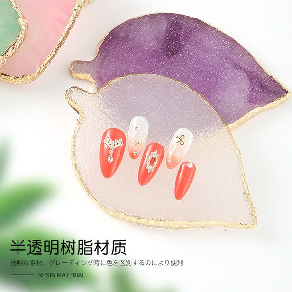 

leaves tools resin agate color painting palette manicure sheet display panel