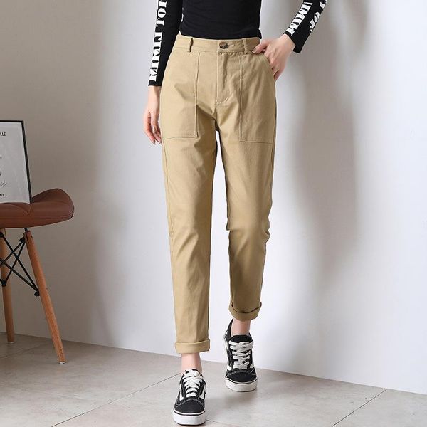 

women's pants & capris nonis elastic high waist wide leg loose women spring girl student full length stretch straight trouser casual 20, Black;white