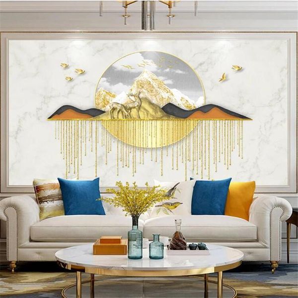 

wallpapers large 3d wallpaper mural custom golden mountain elk light luxury marble tv background