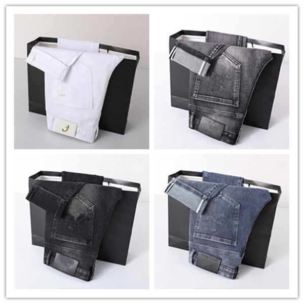 

mens designer luxurys jeans bags gray color distressed business casual street wear man jean rock slim-leg fit ripped hole stripe famous pant, Blue