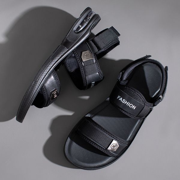 

sandals men will see at home flat sandals crocheted air bath slippers outdoor flip flops beach shoes fashion brand interior slides man 1xoo, Black