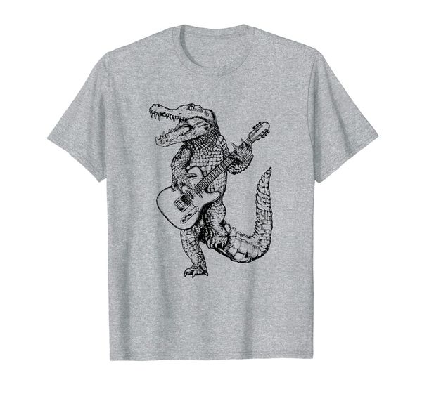 

seembo alligator playing guitar guitarist musician fun band t-shirt, White;black