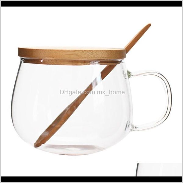 Домашняя организация Home Garden350ml Стеклянная чашка с теплопроницаемой прозрачной водой питье с ложкой банки для хранения