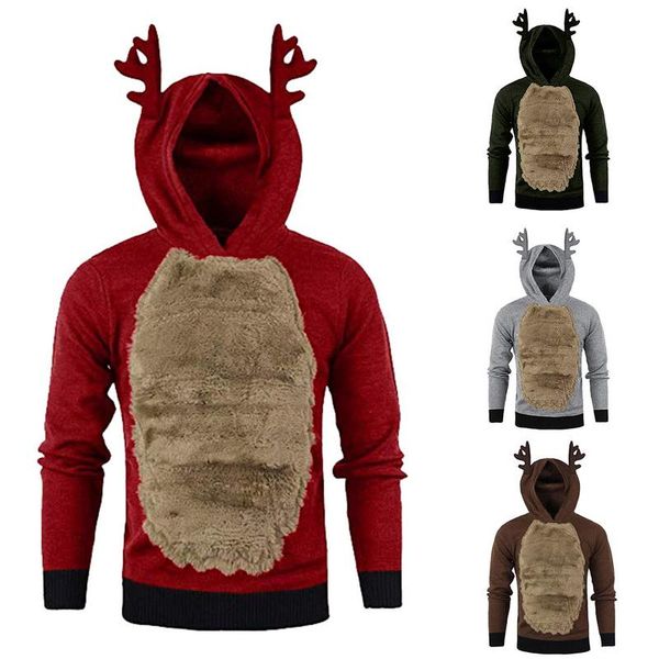 

men's sweaters sweater christmas women men elk ear funny pullovers for party hooded jumper couple family, White;black