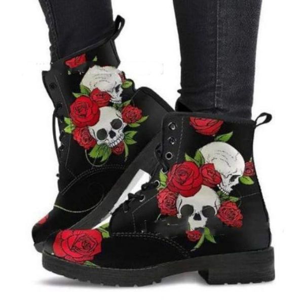 

boots men combat soft leather 2021 autumn mid-high couple platform ankle, Black