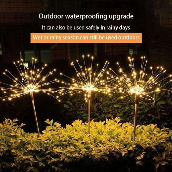 

lawn lamps solar led light outdoor garden lighting dandelion fireworks decoration lamp 90/120/150/200 for terrace landscape