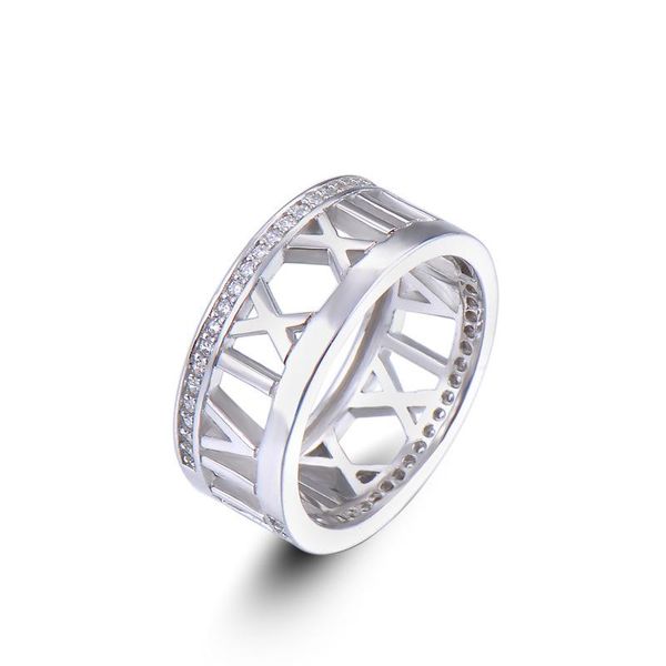 

cluster rings hemiston 925 sterling silver zircon roman numerals female adjustable ring , simplicity jewelry for women gift, Golden;silver
