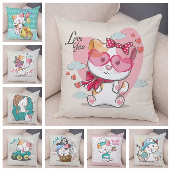

cushion/decorative pillow colorful cartoon lovely pet cat print cushion cover for children room sofa home decor cute animal case plush pillo