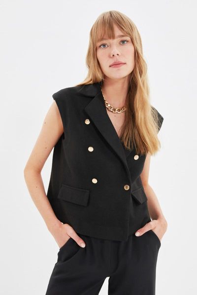

women's vests trendyol button detail vest twoaw22ye0066, Black;white