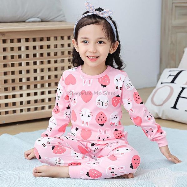

pajamas 2-14 year kids winter cotton pyjamas pink girls clothes sets cartoon children sleepwear homewear for boys, Blue;red