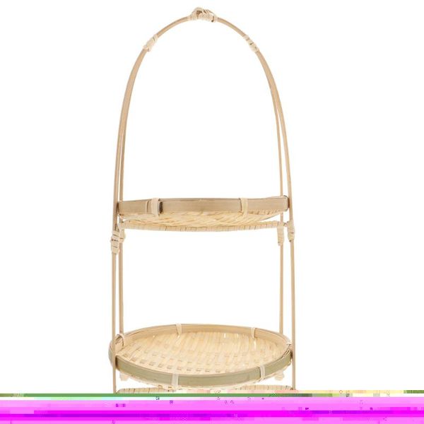 

storage baskets 1pc party bamboo woven basket dessert double-layer cake