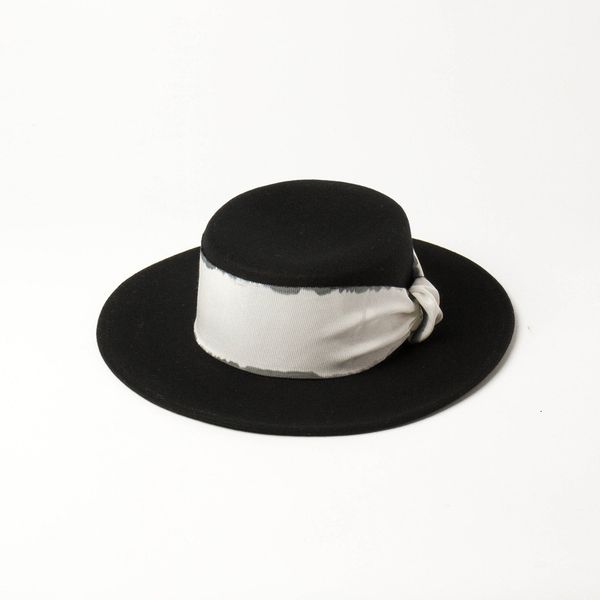 

fashion big hat autumn and winter ink decoration with woolen flat shopping travel felt, Blue;gray
