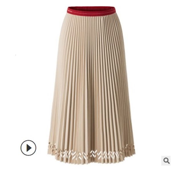 

skirt miyake fashion fold pure color hollow out natural skirt, Black