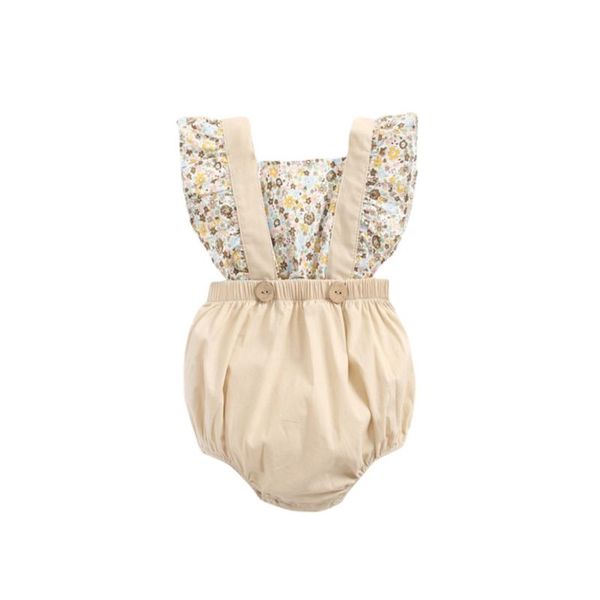

jumpsuits baby girl cute floral stitching one-piece romper apricot born boys girls jumpsuit in summer, Blue