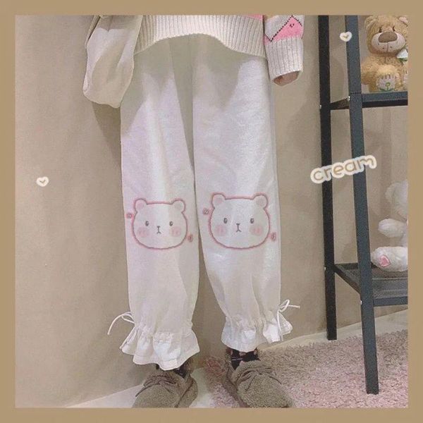 

women's pants & capris cute wide-leg female students loose for women all-match casual nine-point wide leg trousers, Black;white