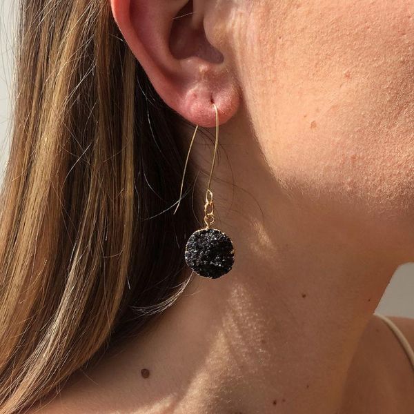 

stud est zinc alloy fashion natural stone earrings geometric drop shape enamel pendant for women pendientes jewelry, Golden;silver