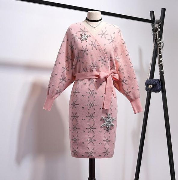 

casual dresses 2021 early autumn winter women's temperament knitted dress ladies slim bodycon knitwear vestidos, Black;gray