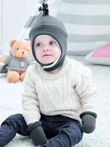 

baby fleece lined hat & gloves she02, Yellow