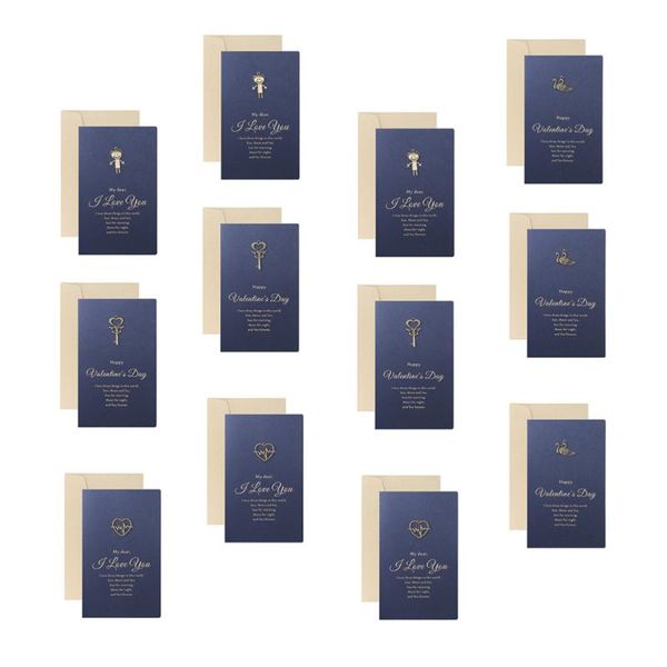 

12pcs valentine's day message cards with envelope greeting random pattern