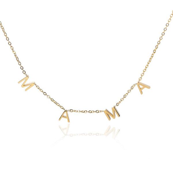 

letter necklace gift for mom stainless steel chain gold color mothers dainty mother day jewelry 2021 pendant necklaces, Silver