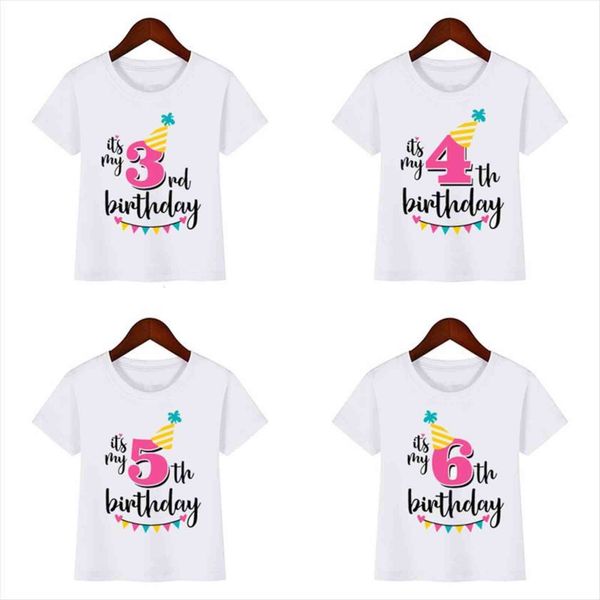 

girls happy birthday number 1 9 letter print t shirt its my kids baby girl, Blue