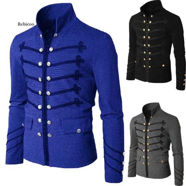 

vintage blazers retro steampunk gothic suit jackets stage costume for party mens black white luxury coat x0621, Black;brown